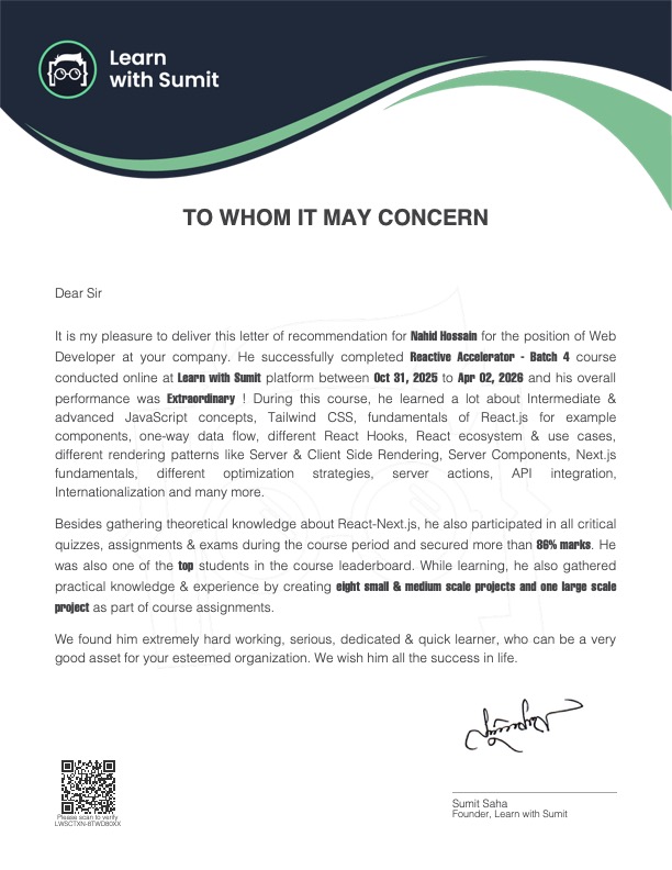Recommendation Letter cover